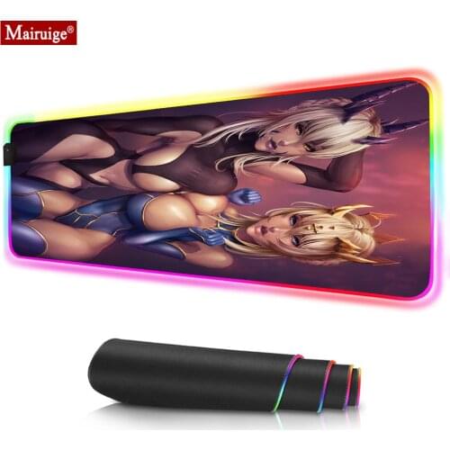 Big Breast Girl Sexy LED Mousepad RGB Glow Colorful XXL Large Mouse Pad 90x40cm Computer PC Gamer Desk Mat for Laptop Table Pads