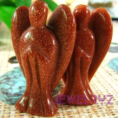 20x Beautiful Fashion Natural Goldstone bead Angel Charms Statue Carved Angel Figurine Beads With Wing Pendant beads Pendants