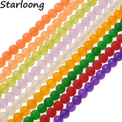 Round Matte Dyed Chalcedony Natural Stone Loose Strand Beads 15" 4 6 8 10 12MM Pick Size DIY Jewelry Making Bracelets Necklaces