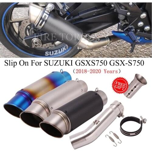 Motorcycle GP Exhaust Escape Modified Middle Link Pipe Muffler Carbon Fiber Slip On For SUZUKI GSX-S 750 GSX S750 BK750 2018 20
