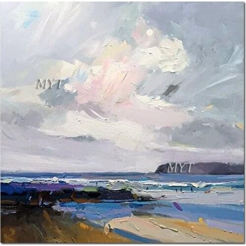 Large Size Wall Decoration Canvas Wall Art Pure Handmade Abstract Seascape Oil Painting Unframed Artwork Paintings Pieces