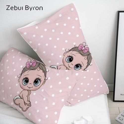 3D Cartoon Pillow Case Pillowcase Custom/50x70/50x75,Cute baby pink Decorative Pillow Cover,Bedding for Kids/Children/Boy/Girl