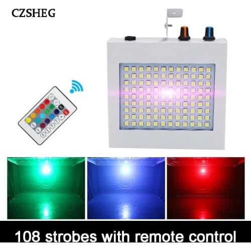 108 LED Mixed Flashing Stage Lights Remote Sound Activated Disco Lights for Festival Parties Lights Wedding KTV Strobe Lights
