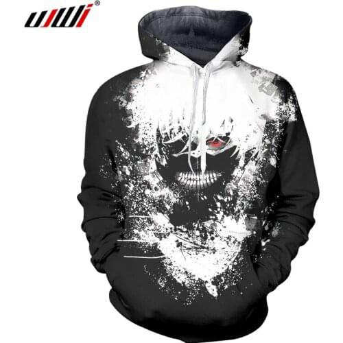 UJWI Man Ken Kanek 3D Printed Cartoon Tokyo Ghoul Hoodies Kawaii Japan Classic Anime Mens Spandex Casual Pullover