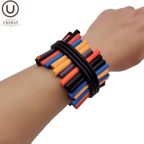UKEBAY New Multicolor Bracelets Women Rubber Bangles Handmade Gothic Chain Charm Bracelet 6 Colors Wholesale Party Jewellery