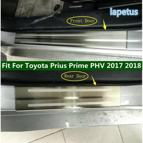 Lapetus Inner Door Scuff Plate Door Sill Protector Decoration Panel Cover Trim 4 Piece Fit For Toyota Prius Prime PHV 2017 2018
