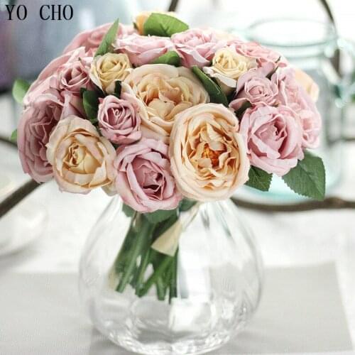 HIGHT Quality silk flower 1 Bouquet 9 head Peony flowers Artificial Flowers cheap silk flowers for Wedding Home Party Decoration