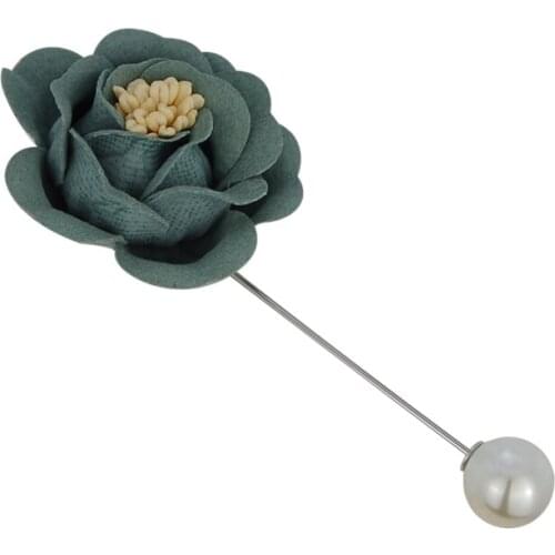 WXJCAN Korean cloth flower lapel pins brooches Class fabric flower and simulated pearl collar pin brooch on the collar B4022