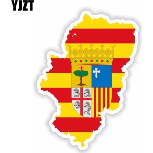 YJZT 11CM*15.3CM Car Accessories Aragon Of Spain Map Flag Car Sticker Motorcycle Helmet Decal 6-1726