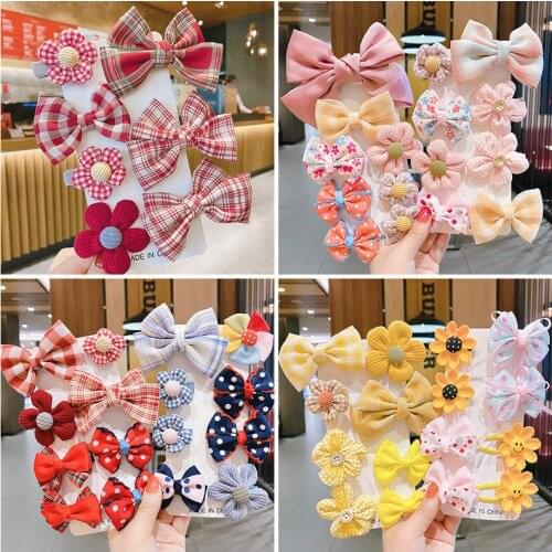 8 Pcs/set Cotton Linen Leopard Printed Bowknot Hair Clips For Cute Girls Barrettes Safty Hairpins Headwear Kids Hair Accessories