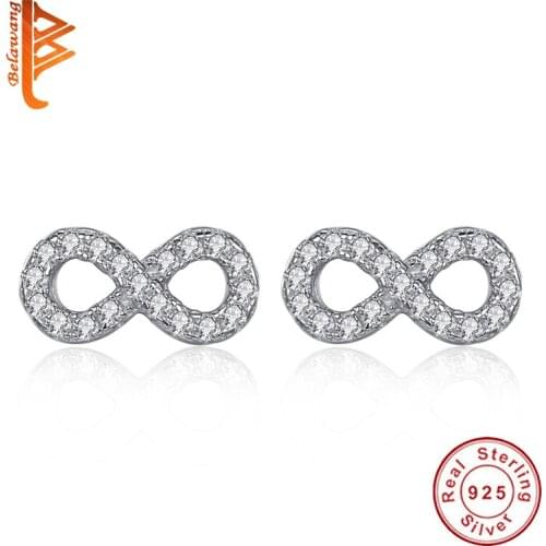 Factory sale 925 Sterling Silver Earrings Jewelry Infinity Crystal Zircon Wedding Earrings Gift For Women Silver Jewelry