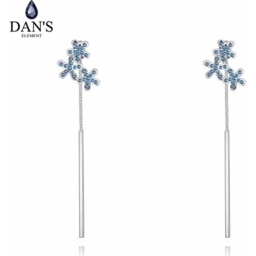 DANS Element Brand Real Austrian Crystals Fashion trendy Dangle Earrings For Women Gift White Gold Color #131845
