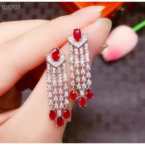 100% Natural and Real Ruby Earring gemstone Jewelry 925 sterling silver for women Earring Wedding Ring