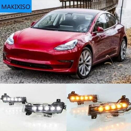 1Set Car LED DRL Daytime Running Light For Tesla Model 3 2017 2018 2019 2020