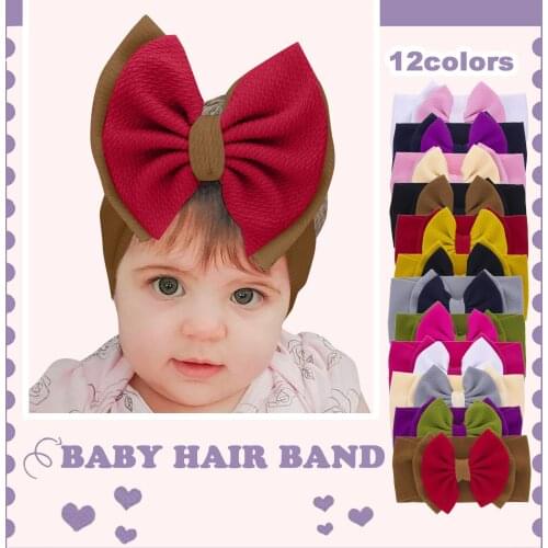 1pc Newborn Baby Girls Hairband Contrast Color Big Bowknot Stretchy Headbands Kawaii Girl Hat Accessories Повязка На Голову