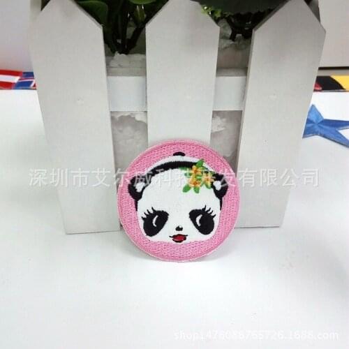 100pcs/lot Round Embroidery Patch Panda Flower Backpack Clothing Decoration Accessories Diy Iron Heat Transfer Applique