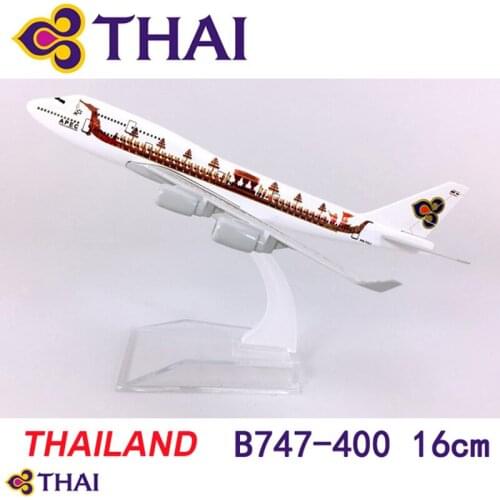 16CM 1/400 Boeing B747-400 model THAI airlines culture and art"Dragon boat" with base alloy aircraft collectible display model