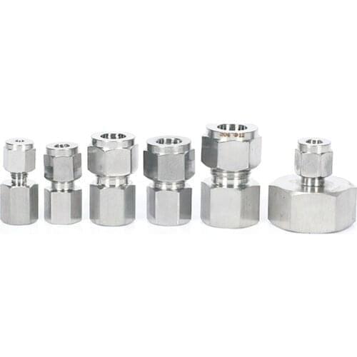 5) Fit Tube OD 3-12mm To 1/8" 1/4" 3/8" 1/2" BSPP M10/M14/M16/M20 Female 304 Stainless Ferrule Pneumatic Fitting Pressure Gauge
