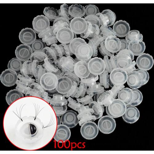 100/200pcs False Eyelashes Blooming Cups Planting Grafting Rapid Bloom Sun Flower Glue Cup Fan Eyelash Extension Makeup Tools