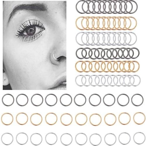 60pcs/set Seamless Segment Rings Nose Hoops Ear Piercing Tragus Nose Rings Ear Cartiliage Tragus Sexy Body Jewelry