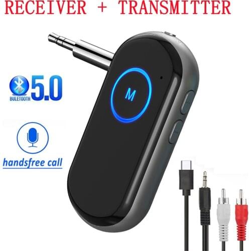 Bluetooth 5.0 Transmitter Receiver 3.5mm AUX Jack Music Wireless Audio Adapter Handsfree Car Kit For TV PC Headphone Speaker