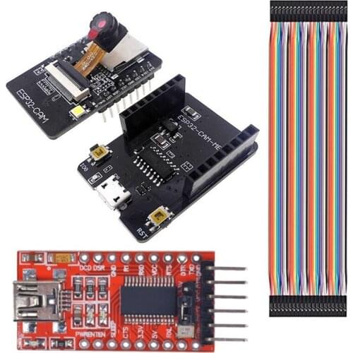 ESP32-CAM-MB WiFi OV2640 Camera Module Bluetooth Module 5V CH340G Nodemcu FT232RL USB to TTL Converter+40Pin Jumper Wire