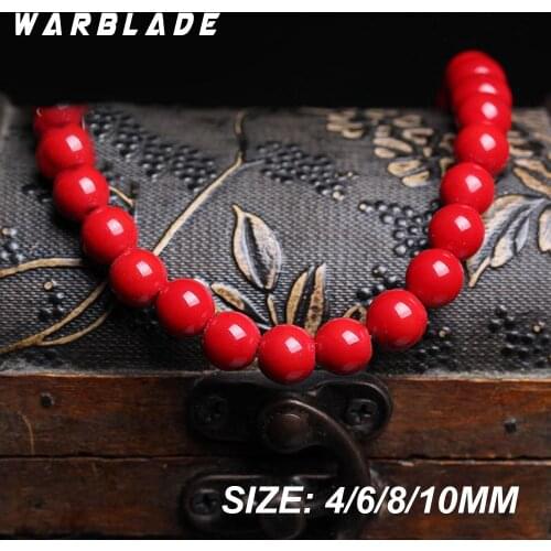 Natural Stone Red Coral Beads Round Loose Beads 4mm 6mm 8mm 10mm 12mm 14mm For Jewelry Making Necklace DIY Bracelet WarBLade