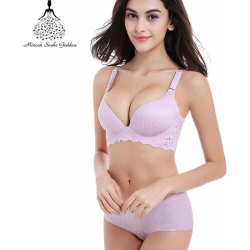 Push Up Bra Set Underwear Seamless Lingerie For Women Push Up Bra And Panties Set Sexy Wireless Plus Size Underwear Set ABCD