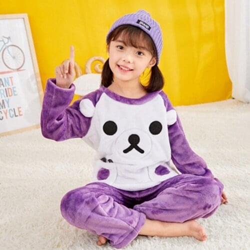 Kids Pajamas Boys Girls Pajama Set Animal Cartoon Children Sleepwear Winter Warm Pyjamas Kids Long Sleeves Homewear Night Suit