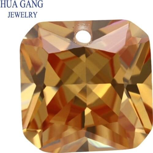 Champagne Loose CZ Stones Beads Gem With Hole AAAAA Square Shape Cubic Zirconia Stone For Jewerly Making 4x4~12x12 High Quality