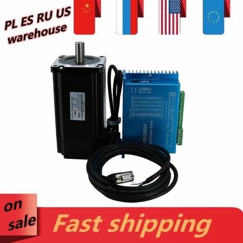 US RU EU 1 set 12Nm Nema34 close loop stepper motor engines & HBS860H / HBS86H driver & 3M encoder cable for CNC Router