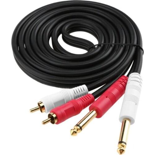 Fashion Dual RCA to Dual Mono 6.35mm Male Jack Audio Cable 2RCA to 2 6.5 DVD Mixer Wire for Amplifier Speakers TV AV