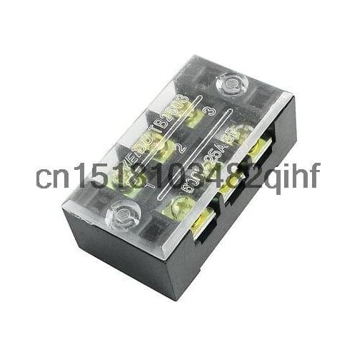 Clear Covered Dual Rows 3-Position Screw Terminal Barrier Block 600V 25A
