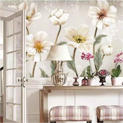 European Retro Nostalgic Pastoral Rustic Hand-painted Floral Wallpapers for Living Room Bedroom Walls Mural Wallpaper Wall Paper