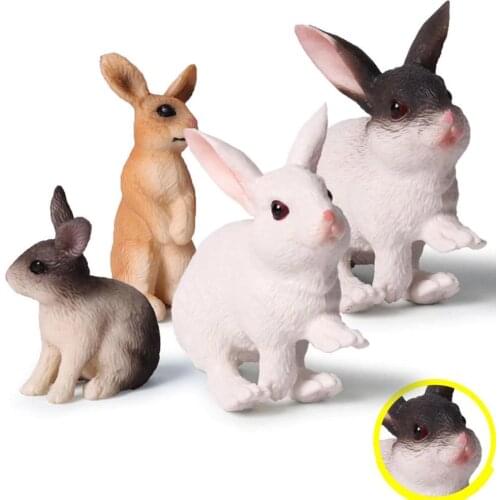 Mascot Simulation Rabbit Hare Animal Model Home Decoration Miniature Educational Kids Toy Gift Figurine