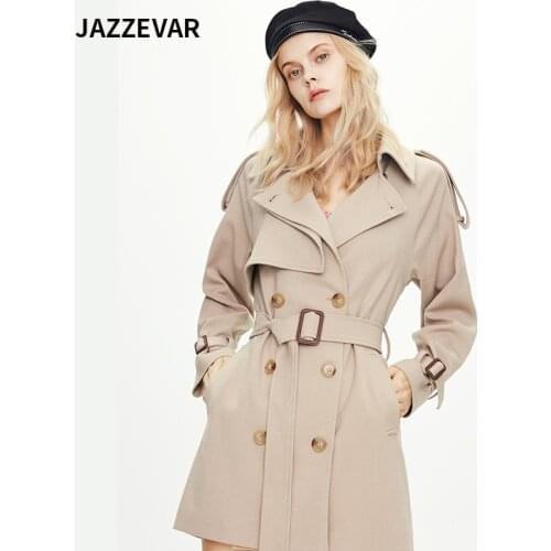 JAZZEVAR 2021 new ladies windbreaker khaki double-breasted loose windbreaker women 82021