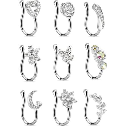 1 Set Magnetic Septum Nose Ring Horseshoe Fake Nose Ring Hoop Reusable Nose Ring Hoop Non-Piercing 316L Stainless Steel
