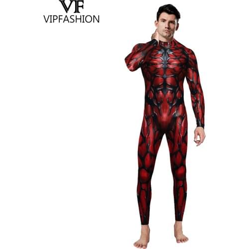VIP FASHION Halloween Spider Cosplay Costume for Adult Suit Fancy Carnival 3D Printing Bodysuit Zentai Spandex Jumpsuits