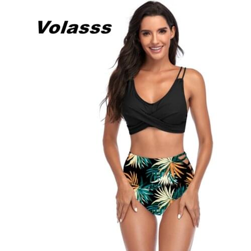 Push Up Monokini Two Piece Brazilian Biquini Sexy Halter Top Swimsuit New Plus Size Swimwear Women High Waisted Solid Bikini Set