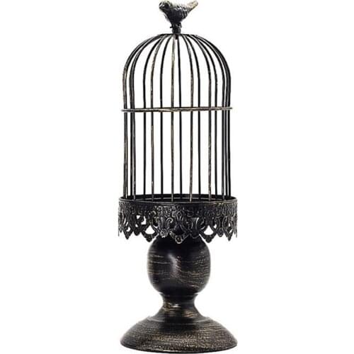 Desktop Birdcage Candlestick Welding Table Decor Iron Durable Stable Carved Pattern Green Plant Furnishings Engraving Retro