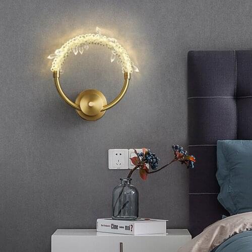 Nordic copper wall lamp American bedroom bedside lamp TV background wall modern minimalist LED dining room living room wall lamp