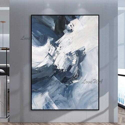 New Arrival Textured Abstract Oil Painting Black And White Large Hand Painted Picture For Living Room Home Decoration Wall Art