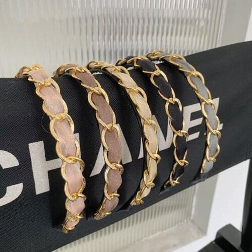 Alloy Chain Woven Headband Fashion Hair Accessories Women Hollow Fabric Washing Hairbands Boutique Cute Hair Hoop Headwear New