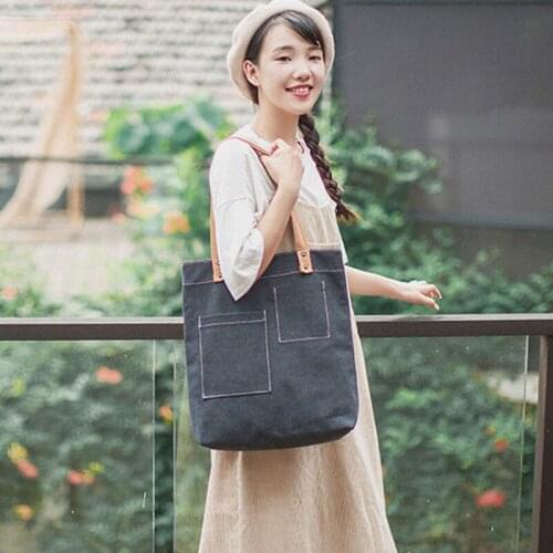 Solid Color Canvas Shopping Bags Eco Reusable Foldable Shoulder Bag Large Handbag Fabric Cotton Tote for Women Casual 2021 New