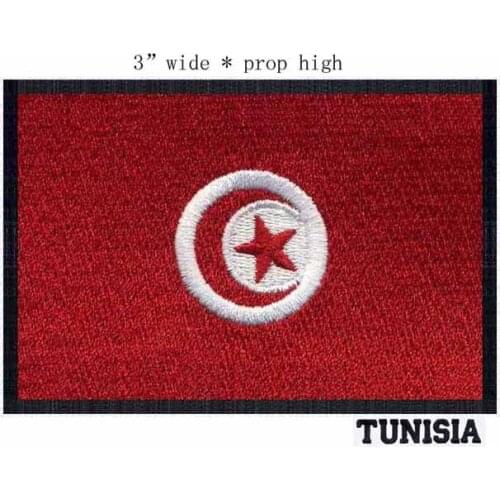 TUNISIA embroidery flag patch 3" wide frozen iron on patches/custom motorcycle patches /lace applique patch