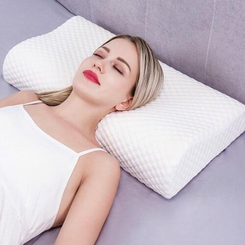Memory Foam Bedding Pillow Cervical Pillows for Sleeping Relieve Neck Pain with Washable Cover Bed Sleep Pad for Adult & Child