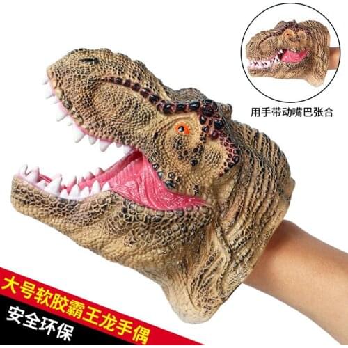 Realistic Dinosaur Hand Puppet for Stories Non-toxic Soft Rubber Animal Head Hand Puppet T-rex Model Figure Toy for Kids Gift