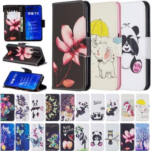 Luxury Floral Panda Wallet Case for Huawei Honor 9X 8C P20 lite 2019 P30 Pro Nova 5I P20 Plus Nova 4E P30 lite P20 Phone Cover
