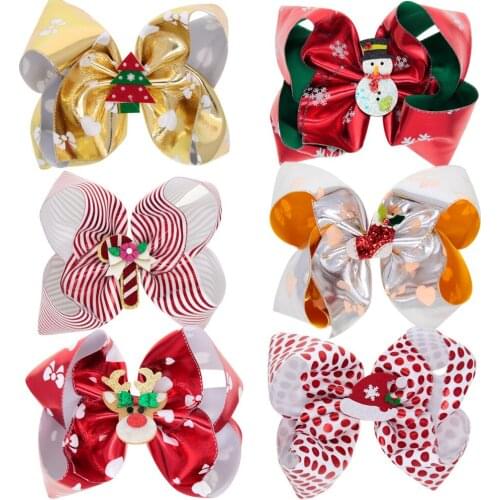 Christmas childrens color glitter big bow hairpin, colorful bow