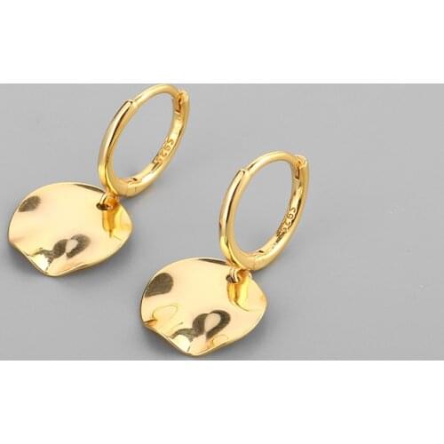 925 Sterling Silver Irregular Coin Hoop Earrings for Women Party Weddings Minimalist Jewelry